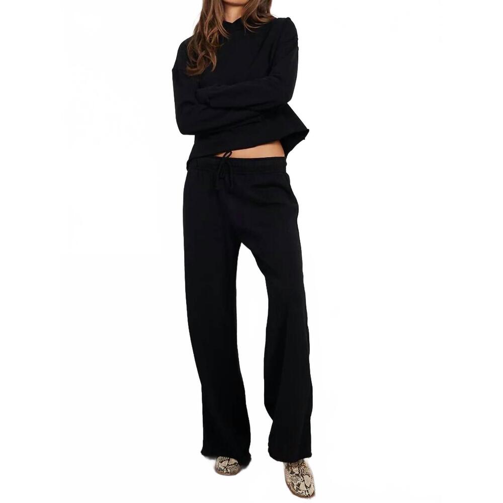 NEW BOBI wide leg drawstring pant in black